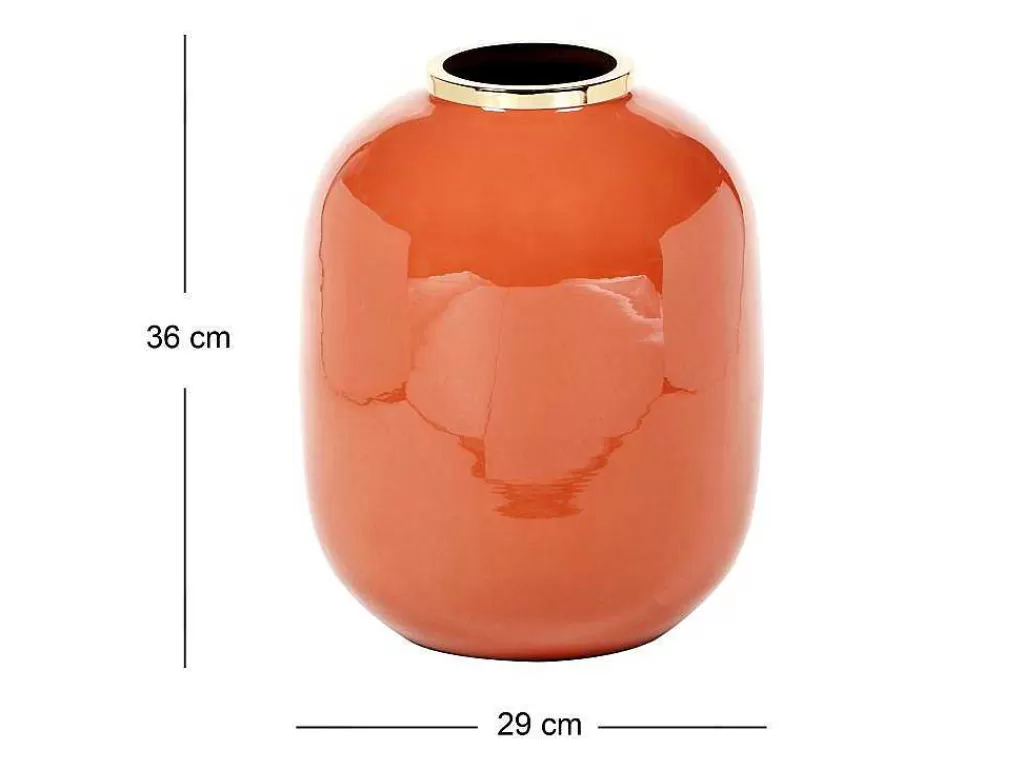 Objeto De Decoração Interior*OZAIA Vaso Em Metal Esmaltado D.29 X A.36 Cm Acabamento Latao Terracota - Klaudia
