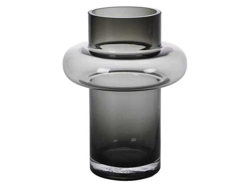 Promoções Decoração*OZAIA Vaso Em Vidro De Cor D. 16,5 X A. 25 Cm Vidro Cinzento Fumado - Valoit