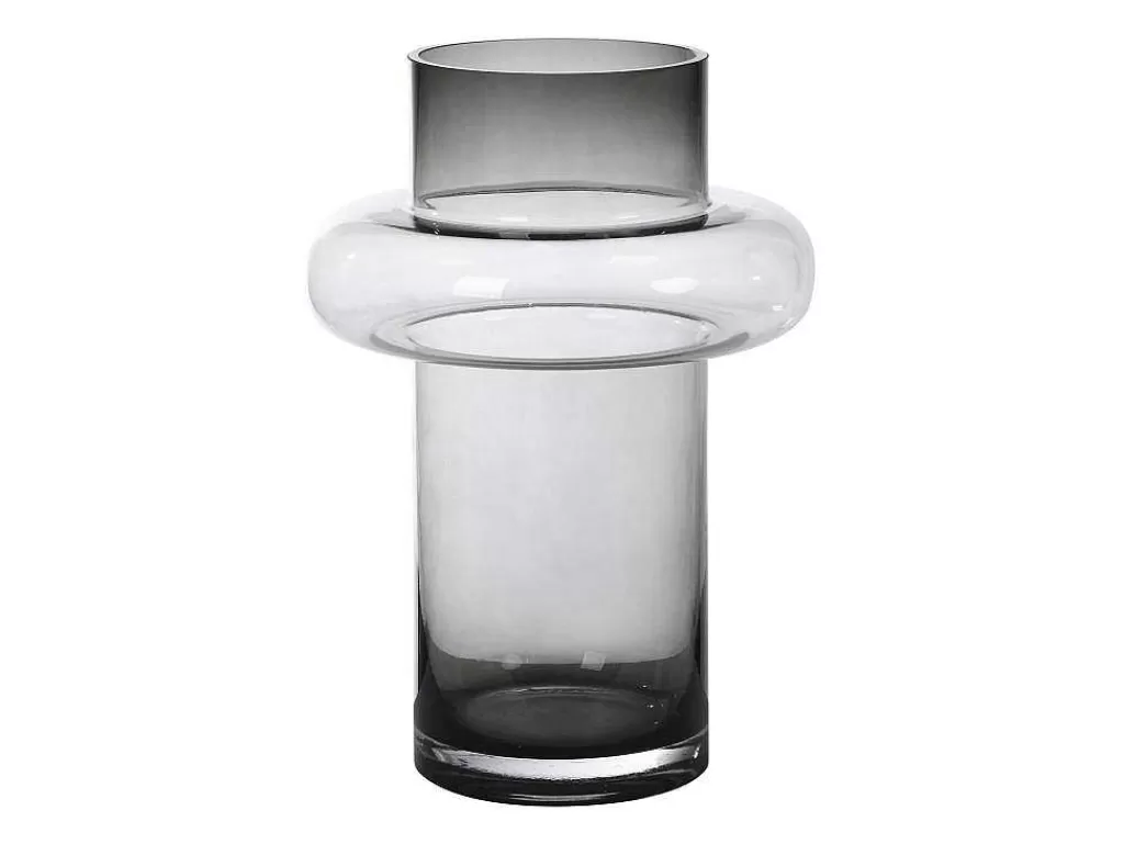 Objeto De Decoração Interior*OZAIA Vaso Em Vidro De Cor D. 20,5 X A. 30 Cm Vidro Cinzento Fumado - Valoit