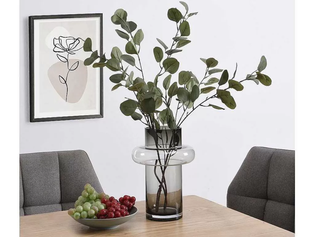 Objeto De Decoração Interior*OZAIA Vaso Em Vidro De Cor D. 20,5 X A. 30 Cm Vidro Cinzento Fumado - Valoit