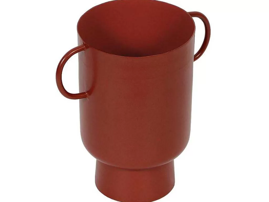 Promoções Decoração*OZAIA Vaso Pequeno Em Metal Com Asas A.17 Cm Terracota - Bilian