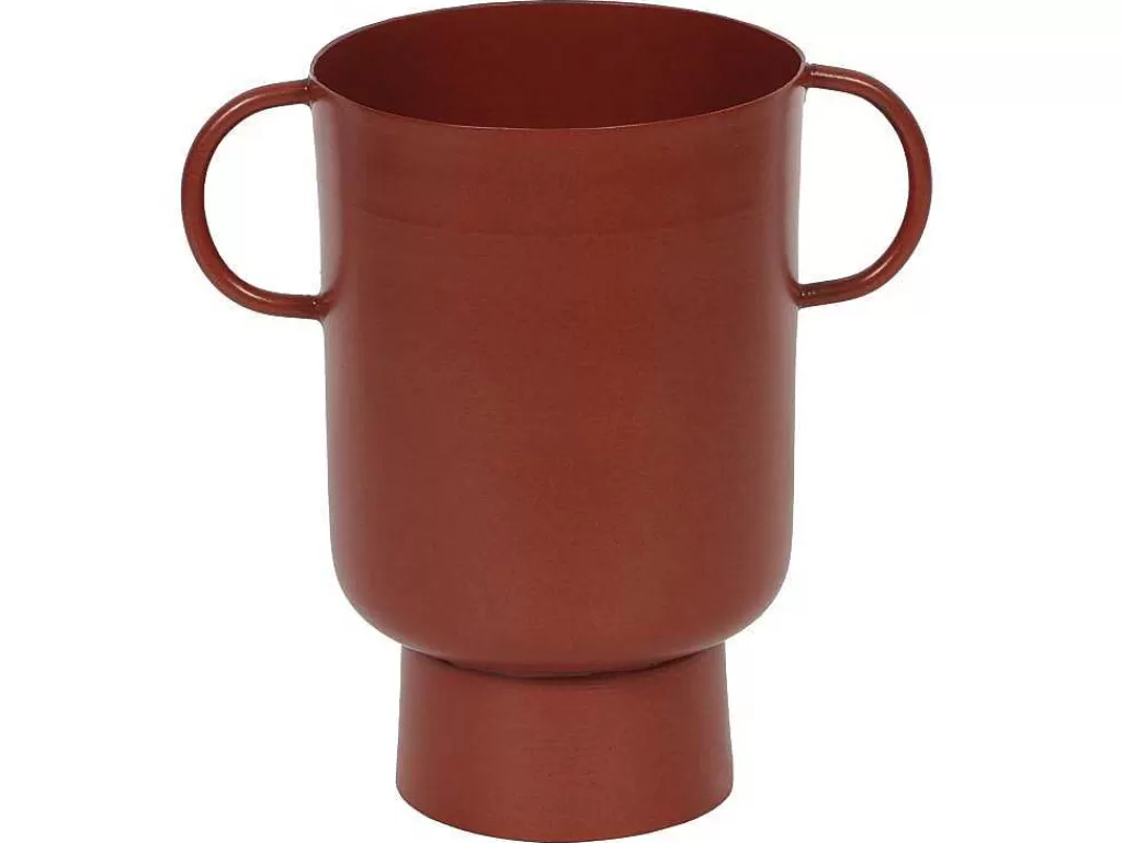 Promoções Decoração*OZAIA Vaso Pequeno Em Metal Com Asas A.17 Cm Terracota - Bilian