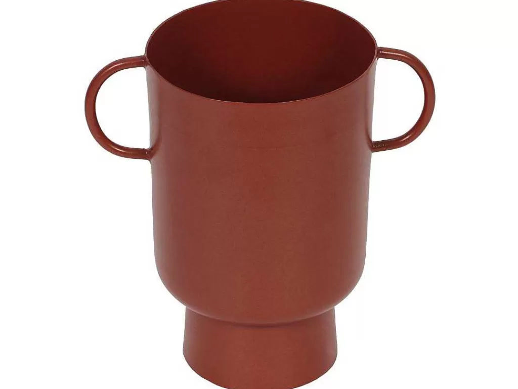 Promoções Decoração*OZAIA Vaso Pequeno Em Metal Com Asas A.17 Cm Terracota - Bilian