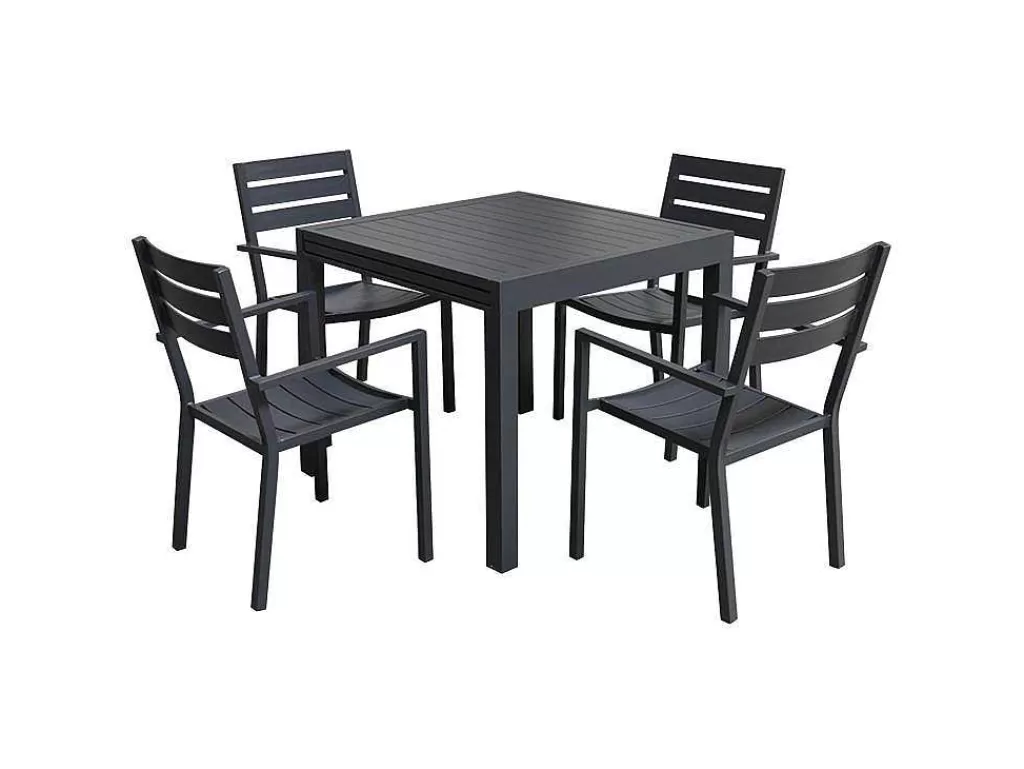 Conjunto Mesa E Cadeiras De Jardim*Happy Garden Venezia Conjunto De Mobiliário De Jardim Extensivel 90/180 Em Aluminio Antracite - 8 Lugares