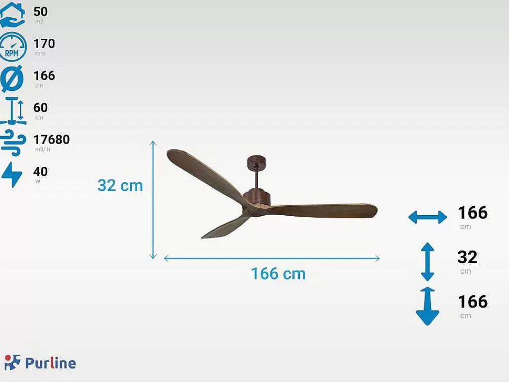 Ventilador*Purline Ventilador De Tecto 166 Cm Com Wifi Hipersilencio Reversivel