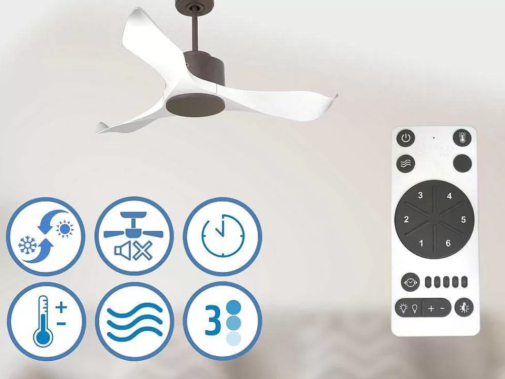 Ventilador*Purline Ventilador De Tecto Reversivel Termostato Regulavel Termostato Regulavel Wifi Motor Dc Tectos Inclinados 2/3 Laminas Memória Hypersilence