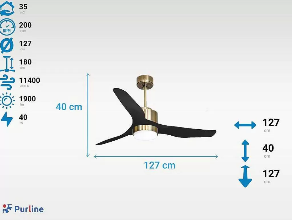 Ventilador*Purline Ventilador De Tecto Reversivel Termostato Regulavel Termostato Wifi Motor Dc Tectos Inclinados Controlo Remoto Adaptador De Luz De Tres Tons 2/3 Laminas Memória Hipersilenciosa