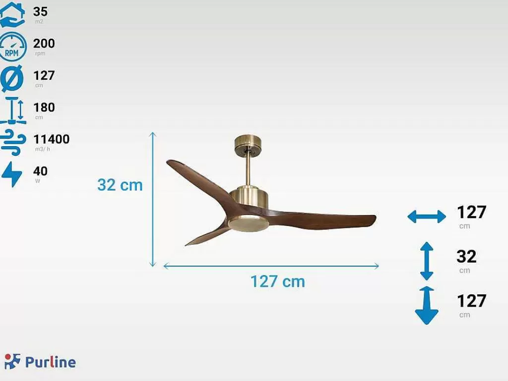 Ventilador*Purline Ventilador De Tecto Reversivel Termostato Regulavel Termostato Wifi Motor Dc Tectos Inclinados Controlo Remoto Adaptador De Luz De Tres Tons 2/3 Laminas Memória Hipersilenciosa