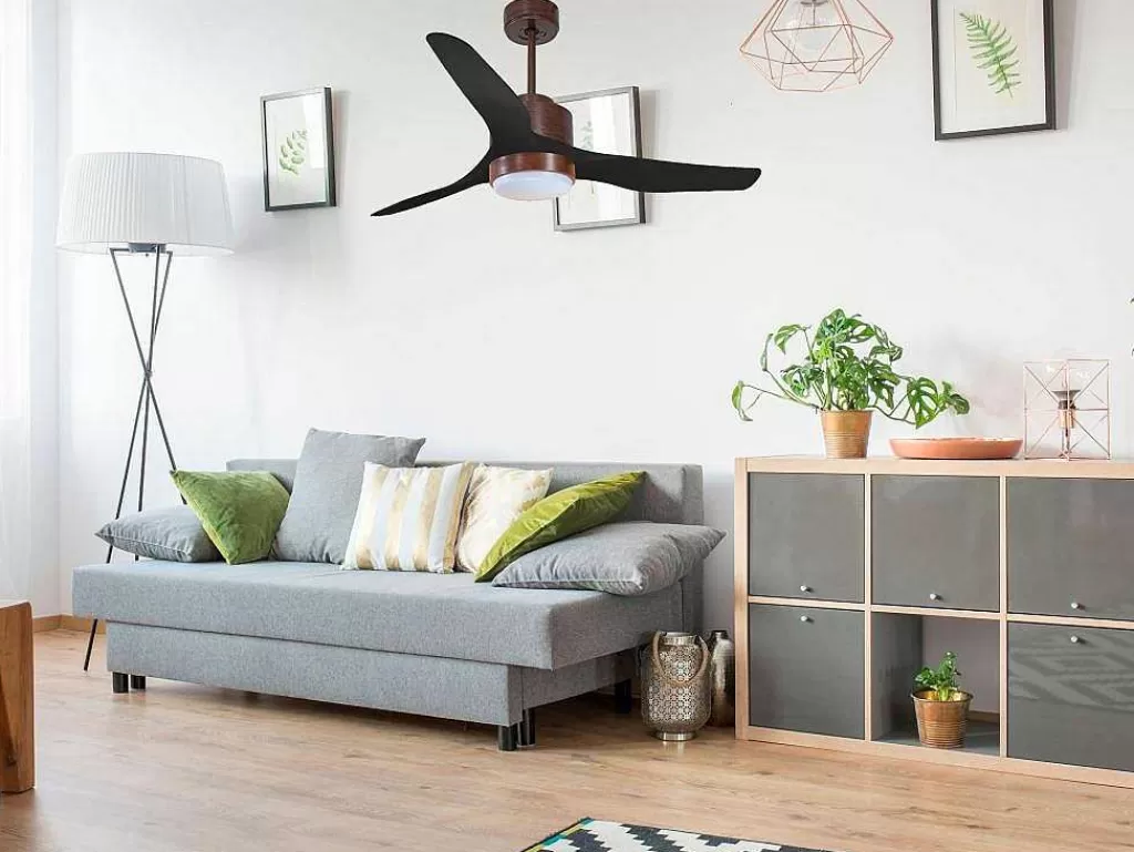 Ventilador*Purline Ventilador De Tecto Reversivel Termostato Regulavel Termostato Wifi Motor Dc Tectos Inclinados Controlo Remoto Adaptador De Luz De Tres Tons 2/3 Laminas Memória Hipersilenciosa
