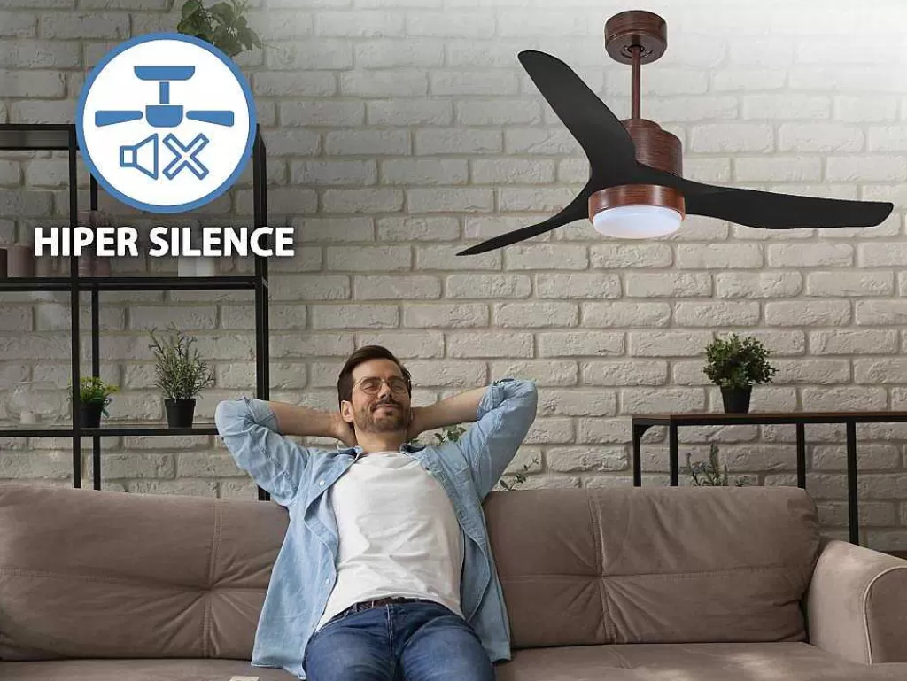 Ventilador*Purline Ventilador De Tecto Reversivel Termostato Regulavel Termostato Wifi Motor Dc Tectos Inclinados Controlo Remoto Adaptador De Luz De Tres Tons 2/3 Laminas Memória Hipersilenciosa