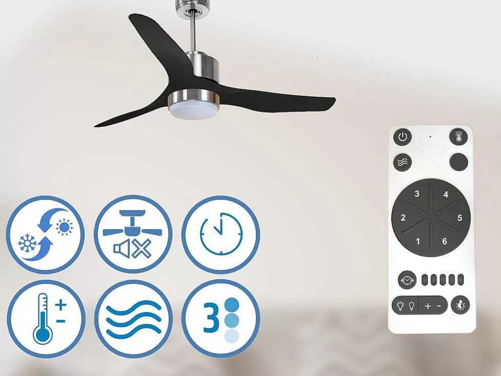 Ventilador*Purline Ventilador De Tecto Reversivel Termostato Regulavel Termostato Wifi Motor Dc Tectos Inclinados Controlo Remoto Adaptador De Luz De Tres Tons 2/3 Laminas Memória Hipersilenciosa