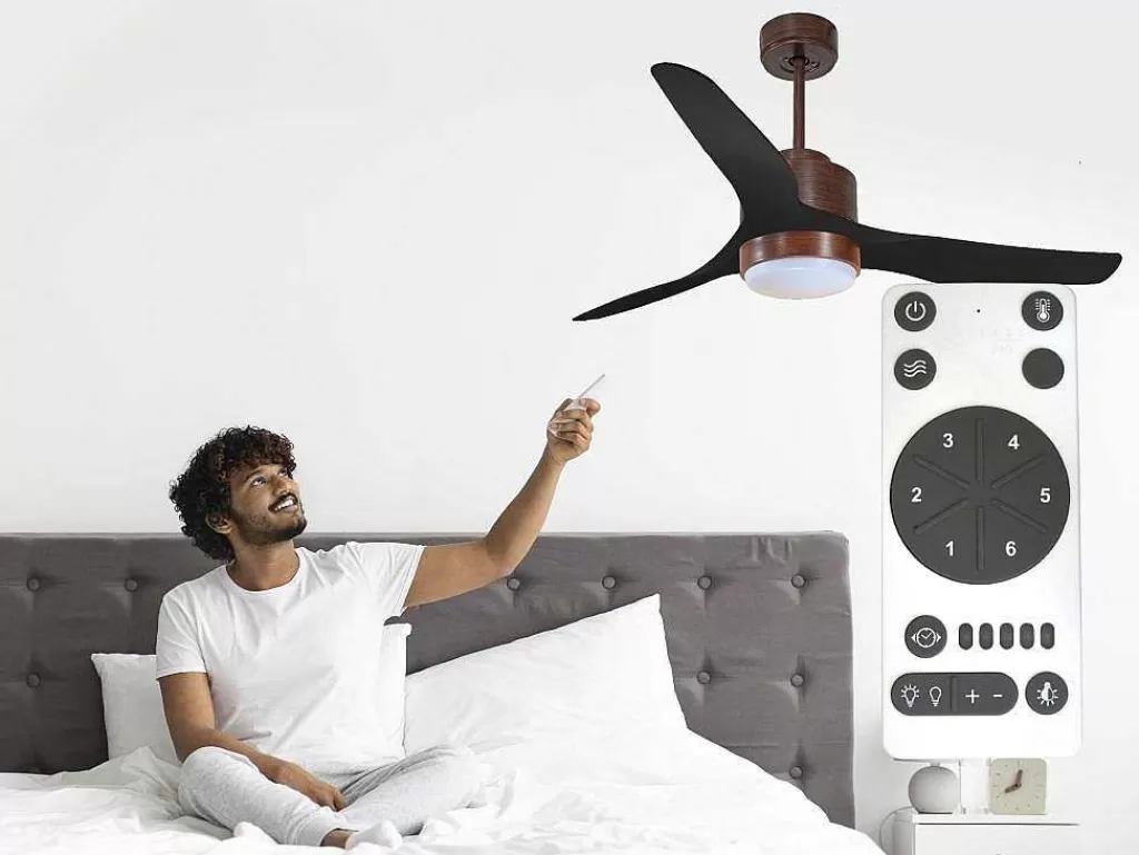 Ventilador*Purline Ventilador De Tecto Reversivel Termostato Regulavel Termostato Wifi Motor Dc Tectos Inclinados Controlo Remoto Adaptador De Luz De Tres Tons 2/3 Laminas Memória Hipersilenciosa