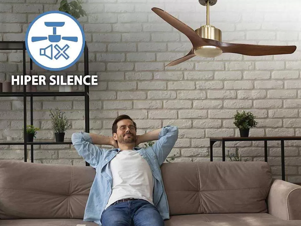 Ventilador*Purline Ventilador De Tecto Reversivel Termostato Regulavel Termostato Wifi Motor Dc Tectos Inclinados Controlo Remoto Adaptador De Luz De Tres Tons 2/3 Laminas Memória Hipersilenciosa