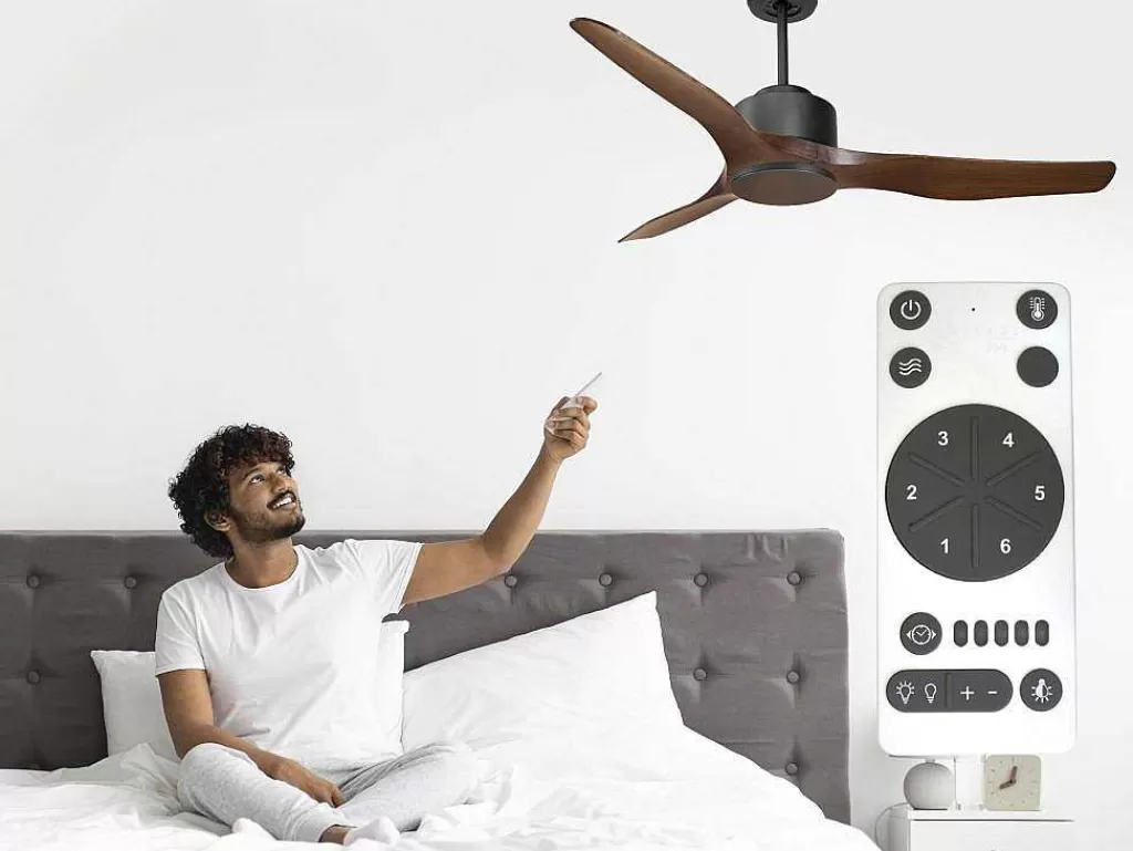 Ventilador*Purline Ventilador De Tecto Reversivel Termostato Regulavel Termostato Wifi Motor Dc Tectos Inclinados Controlo Remoto Adaptador De Luz De Tres Tons 2/3 Laminas Memória Hipersilenciosa