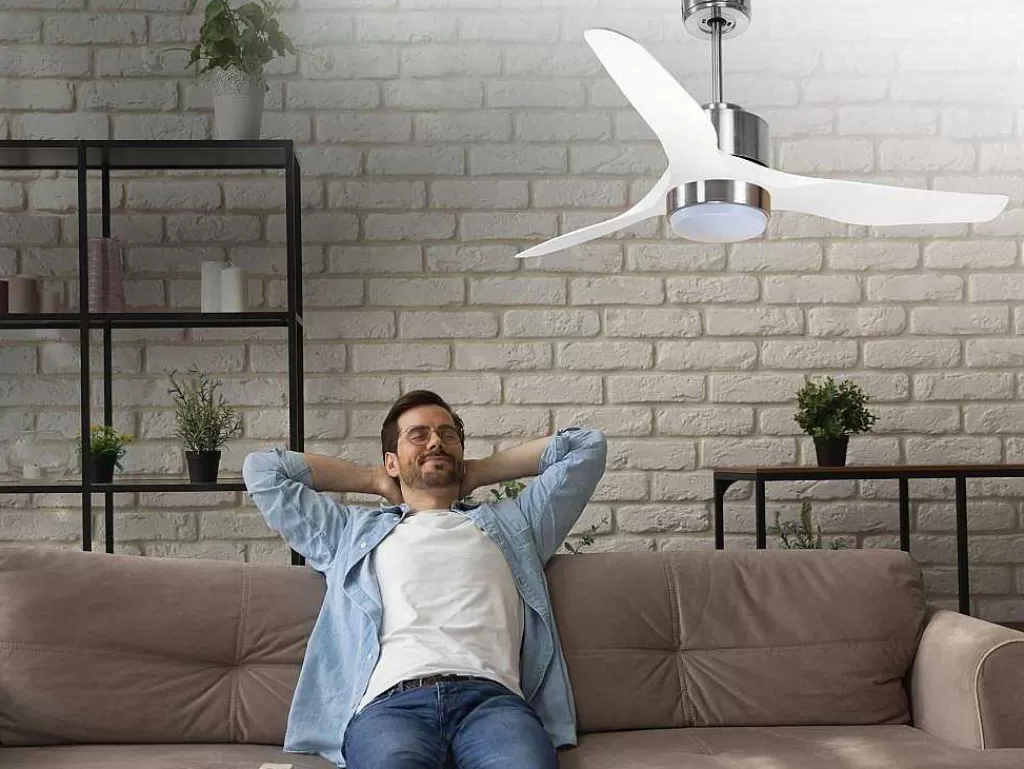 Ventilador*Purline Ventilador De Tecto Reversivel Termostato Regulavel Termostato Wifi Motor Dc Tectos Inclinados Controlo Remoto Adaptador De Luz De Tres Tons 2/3 Laminas Memória Hipersilenciosa