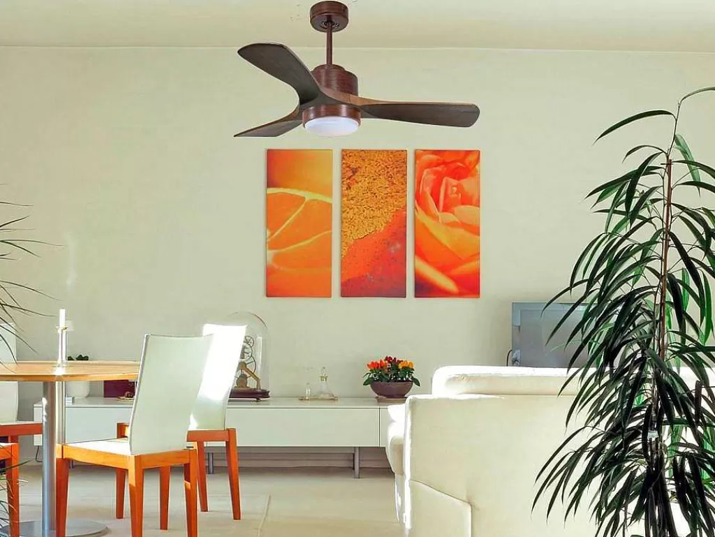 Ventilador*Purline Ventilador De Tecto Reversivel Termostato Regulavel Termostato Wifi Motor Dc Tectos Inclinados Controlo Remoto Luz De Tres Tons Memória Hipersilenciosa