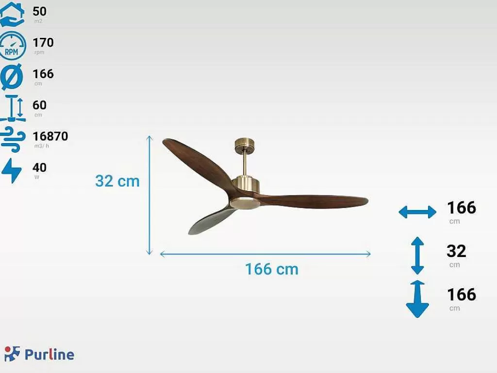 Ventilador*Purline Ventilador De Tecto Reversivel Termostato Regulavel Termostato Wifi Motor Dc Tectos Inclinados Controlo Remoto Luz De Tres Tons Memória Hipersilenciosa