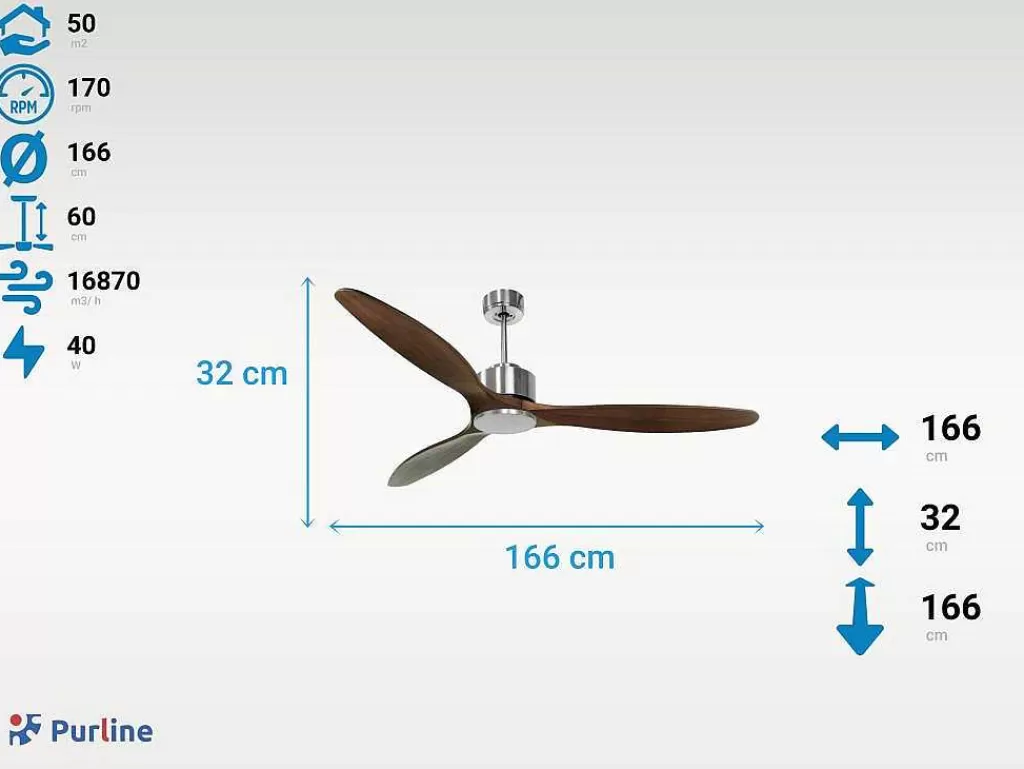 Ventilador*Purline Ventilador De Tecto Reversivel Termostato Regulavel Termostato Wifi Motor Dc Tectos Inclinados Controlo Remoto Luz De Tres Tons Memória Hipersilenciosa