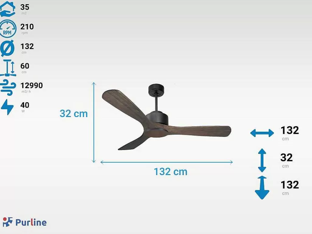 Ventilador*Purline Ventilador De Tecto Reversivel Termostato Regulavel Termostato Wifi Motor Dc Tectos Inclinados Controlo Remoto Luz De Tres Tons Memória Hipersilenciosa