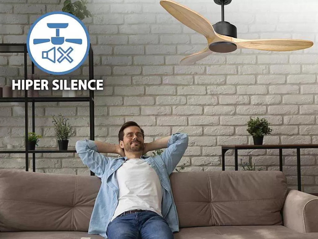 Ventilador*Purline Ventilador De Tecto Reversivel Termostato Regulavel Termostato Wifi Motor Dc Tectos Inclinados Controlo Remoto Luz De Tres Tons Memória Hipersilenciosa