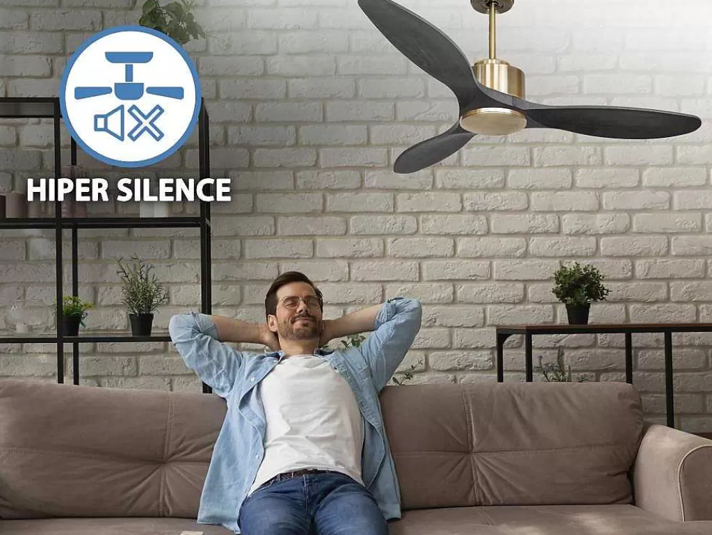 Ventilador*Purline Ventilador De Tecto Reversivel Termostato Regulavel Termostato Wifi Motor Dc Tectos Inclinados Controlo Remoto Luz De Tres Tons Memória Hipersilenciosa