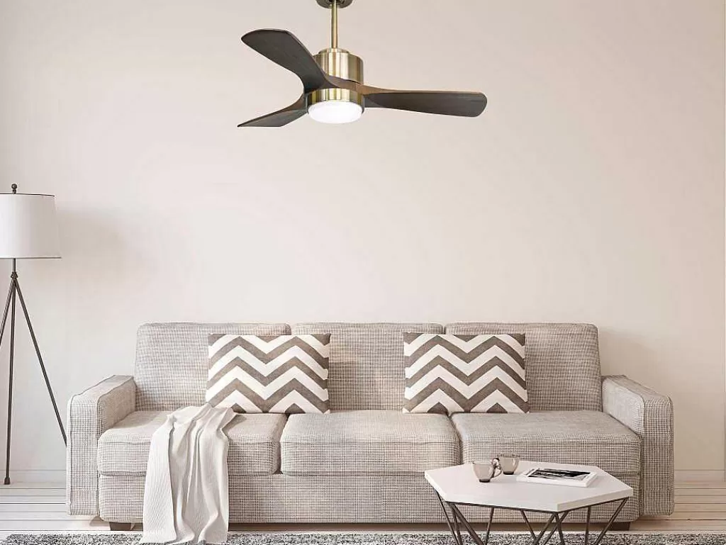 Ventilador*Purline Ventilador De Tecto Reversivel Termostato Regulavel Termostato Wifi Motor Dc Tectos Inclinados Controlo Remoto Luz De Tres Tons Memória Hipersilenciosa