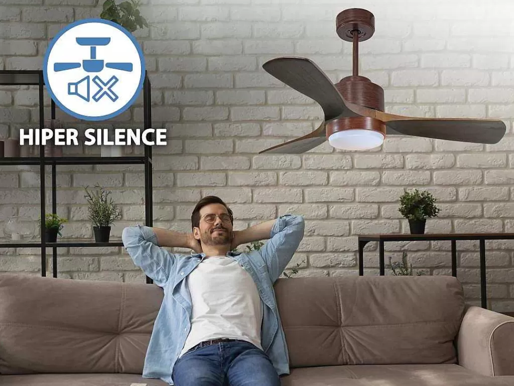 Ventilador*Purline Ventilador De Tecto Reversivel Termostato Regulavel Termostato Wifi Motor Dc Tectos Inclinados Controlo Remoto Luz De Tres Tons Memória Hipersilenciosa