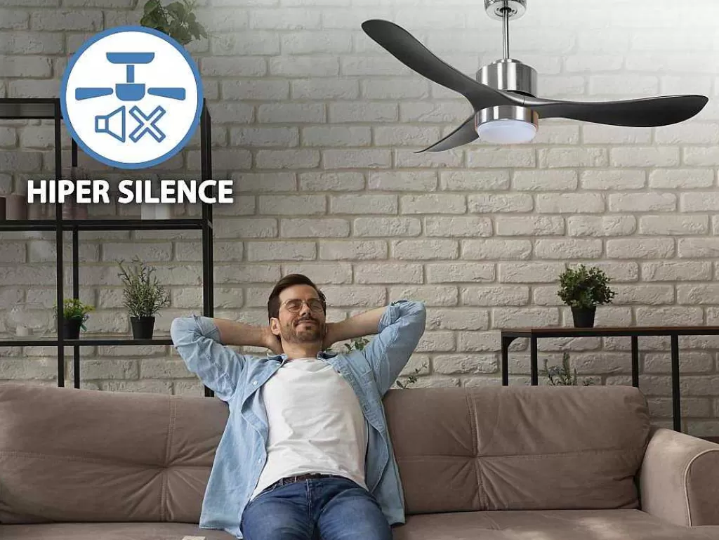 Ventilador*Purline Ventilador De Tecto Reversivel Termostato Regulavel Termostato Wifi Motor Dc Tectos Inclinados Controlo Remoto Luz De Tres Tons Memória Hipersilenciosa
