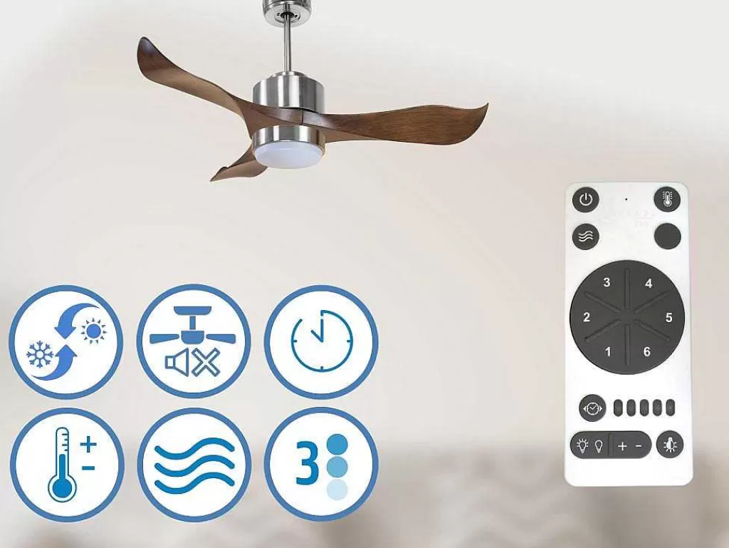 Ventilador*Purline Ventilador De Tecto Reversivel Termostato Reversivel Regulavel Wifi Motor Dc Laminas De Tecto Inclinadas Memória Hypersilence