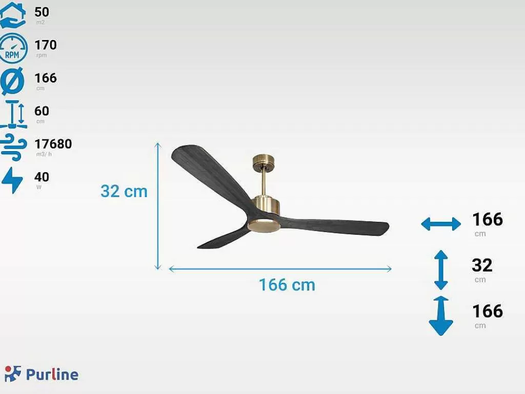 Ventilador*Purline Ventilador De Tecto Reversivel Termostato Reversivel Regulavel Wifi Motor Dc Tectos Inclinados Memória Hypersilence