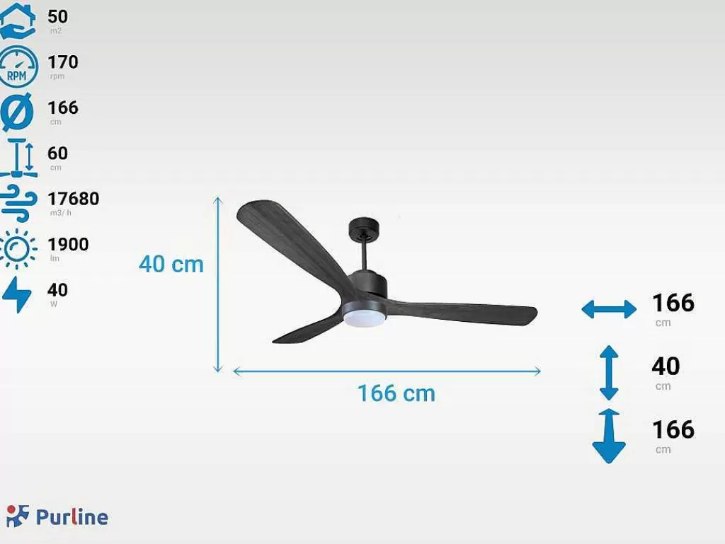 Ventilador*Purline Ventilador De Tecto Reversivel Termostato Reversivel Regulavel Wifi Motor Dc Tectos Inclinados Memória Hypersilence