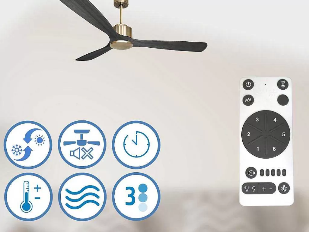 Ventilador*Purline Ventilador De Tecto Reversivel Termostato Reversivel Regulavel Wifi Motor Dc Tectos Inclinados Memória Hypersilence