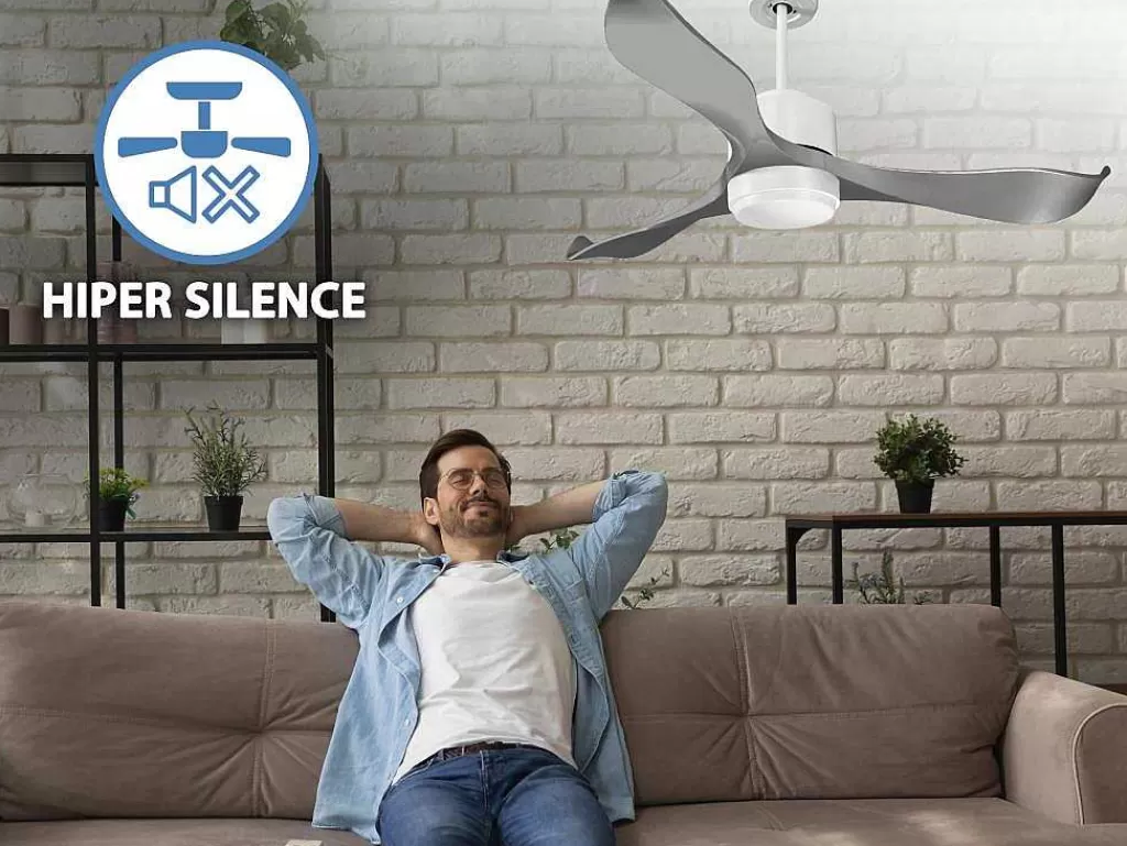 Ventilador*Purline Ventilador De Tecto Reversivel Termostato Reversivel Termostato Regulavel Wifi Motor Dc Tectos Inclinados Controlo Remoto Memória Luminosa De Tres Tons