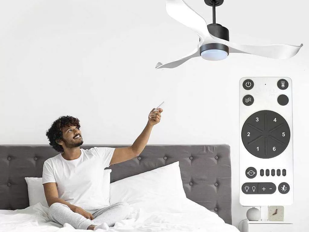 Ventilador*Purline Ventilador De Tecto Wifi Motor Dc Controlo Remoto Adaptador De Luz De Tres Tons 2/3 Laminas Hypersilence Memória