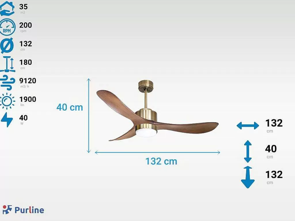 Ventilador*Purline Ventilador De Tecto Wifi Motor Dc Controlo Remoto Luz De Tres Tons Hipersilencio Memória