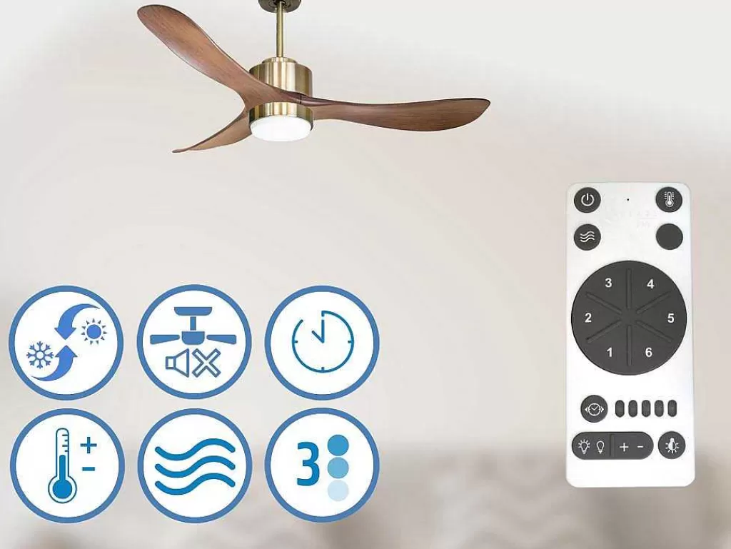 Ventilador*Purline Ventilador De Tecto Wifi Motor Dc Controlo Remoto Luz De Tres Tons Hipersilencio Memória