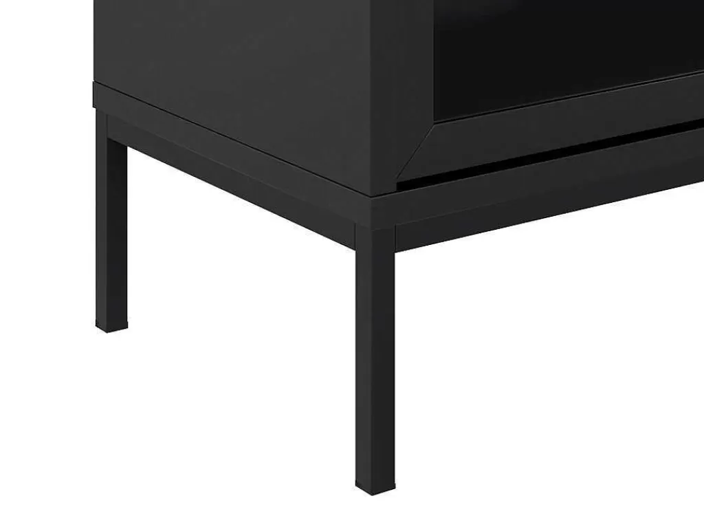 Biblioteca, Vitrina, Estante*Vente-unique Vitrina 2 Portas Com Leds Preto E Natural Escuro - Mialine
