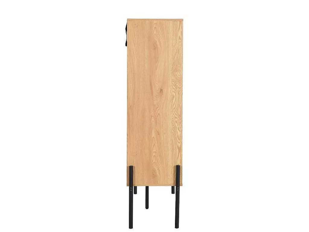 Promoções Sala*Vente-unique Vitrina Com 2 Portas Deslizantes Natural Claro E Preto - Memphis Ii
