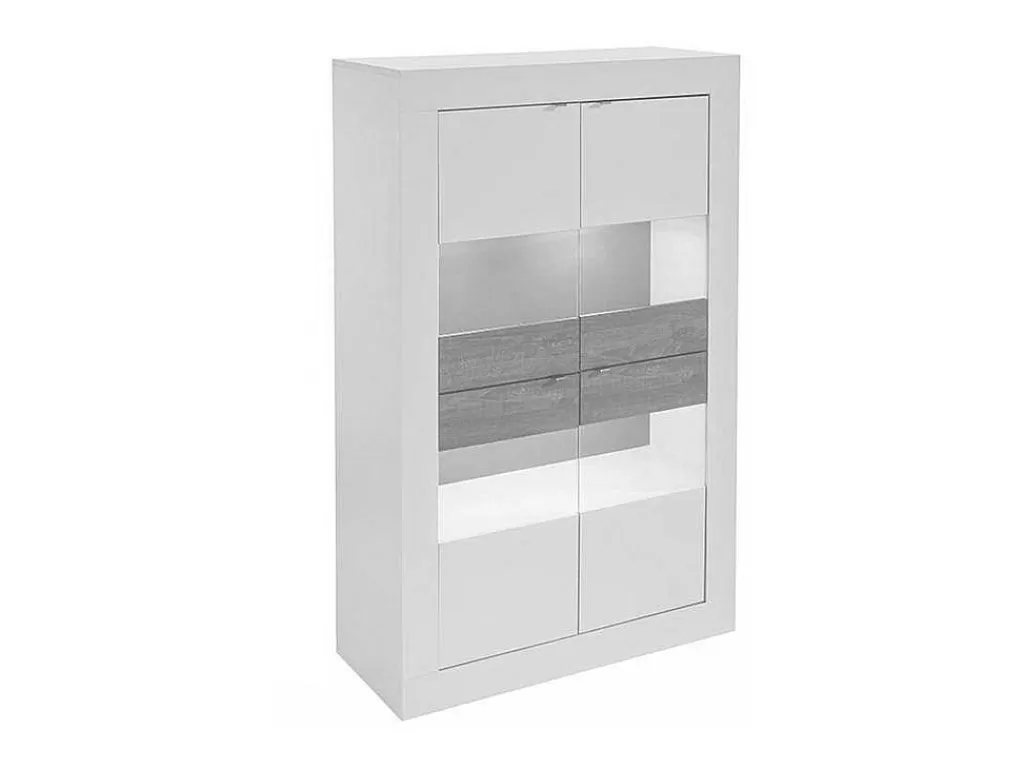 Biblioteca, Vitrina, Estante*Vente-unique Vitrina Com Leds E 4 Portas Disponivel Em Branco Lacado - Comete