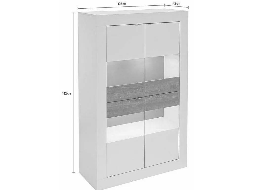 Biblioteca, Vitrina, Estante*Vente-unique Vitrina Com Leds E 4 Portas Disponivel Em Branco Lacado - Comete