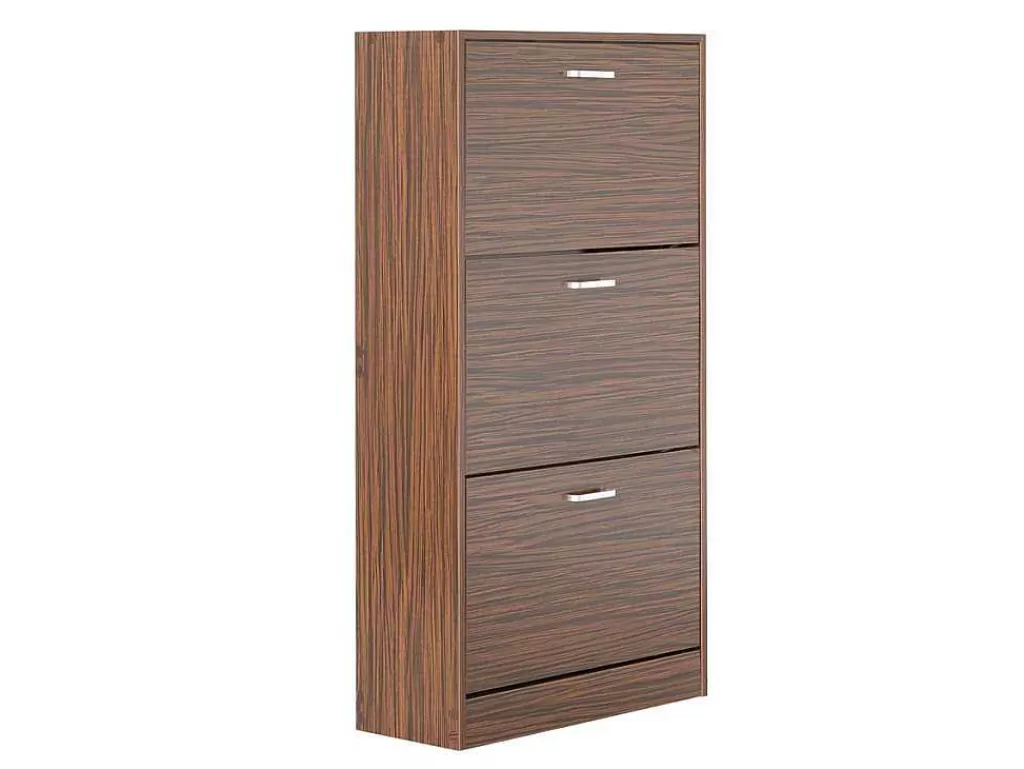 Sapateira*Vente-unique Wehome - Sapateira Com 3 Portas 63X115 Cm Em Madeira Zebrano