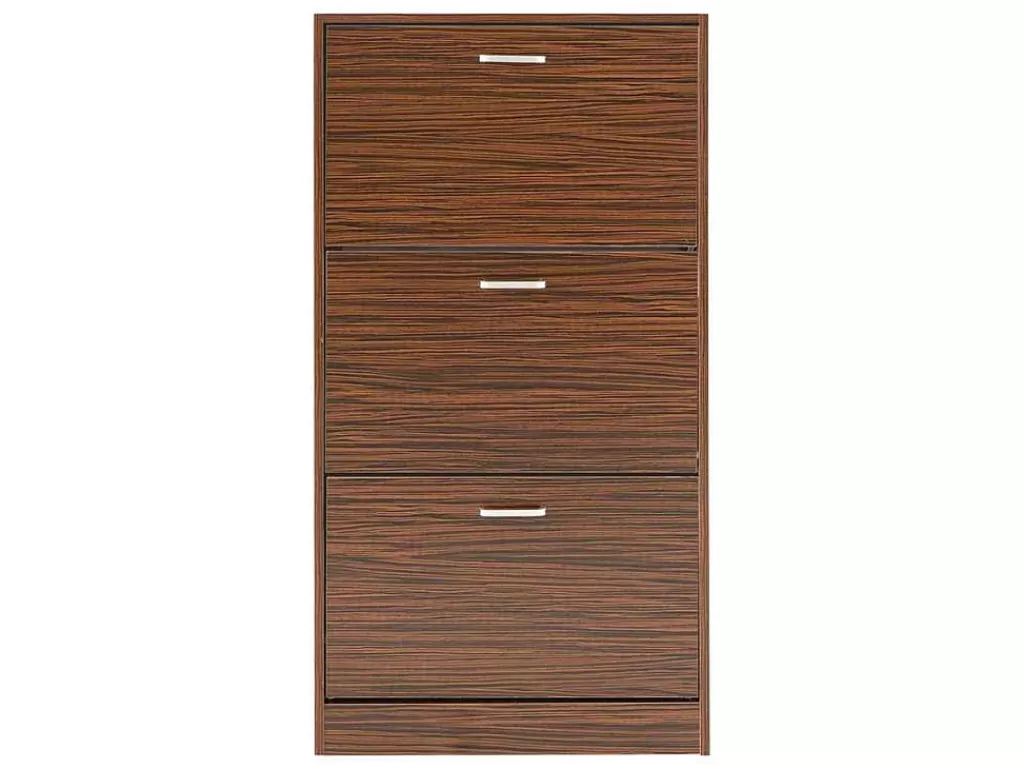 Sapateira*Vente-unique Wehome - Sapateira Com 3 Portas 63X115 Cm Em Madeira Zebrano