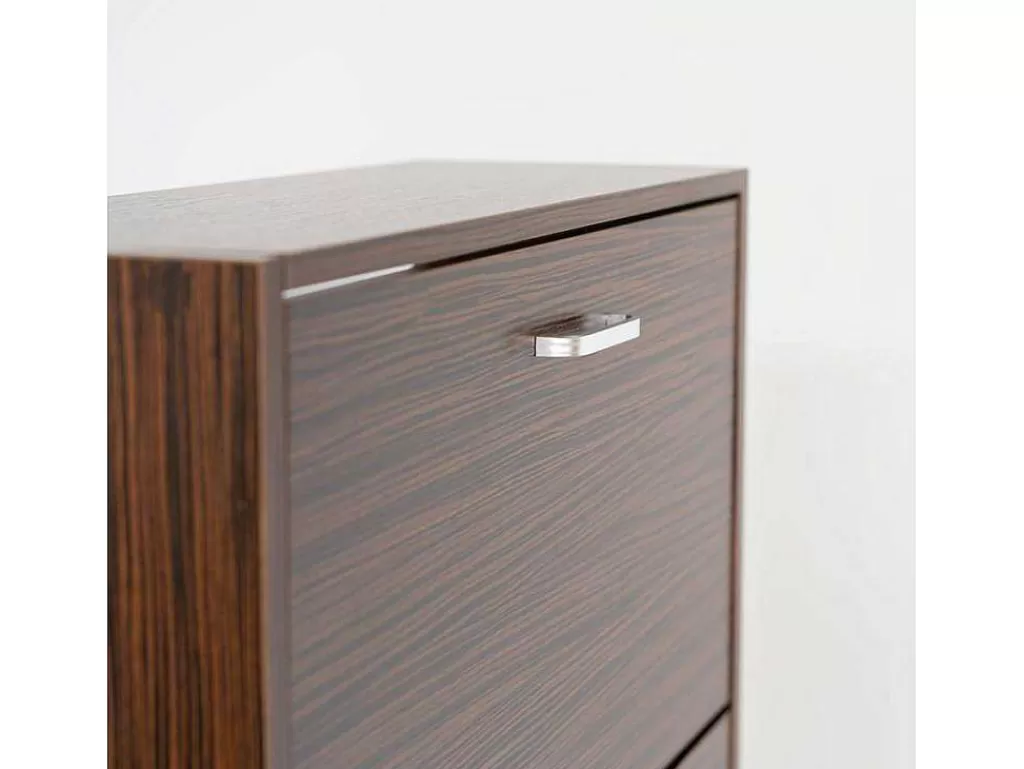 Sapateira*Vente-unique Wehome - Sapateira Com 3 Portas 63X115 Cm Em Madeira Zebrano