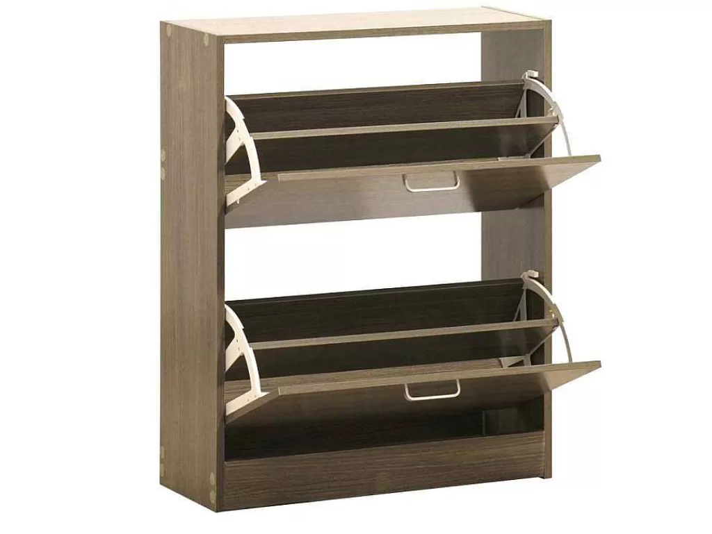 Sapateira*Vente-unique Wehome - Sapateira De 2 Portas 63X80 Cm Em Madeira De Carvalho Cinza