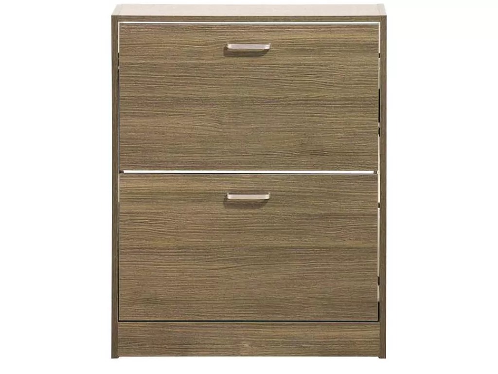 Sapateira*Vente-unique Wehome - Sapateira De 2 Portas 63X80 Cm Em Madeira De Carvalho Cinza