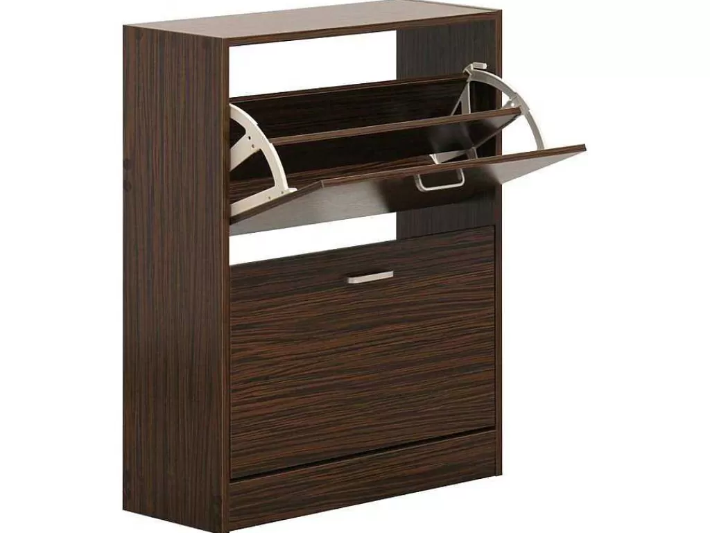 Sapateira*Vente-unique Wehome - Sapateira Design Com 2 Portas 63X80 Cm Em Madeira Zebrano